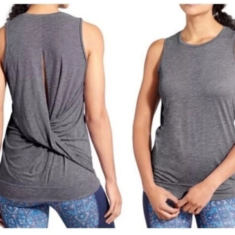 Athleta‎ Twist Back Tank Top Dark Gray Sleeveless Activewear XS